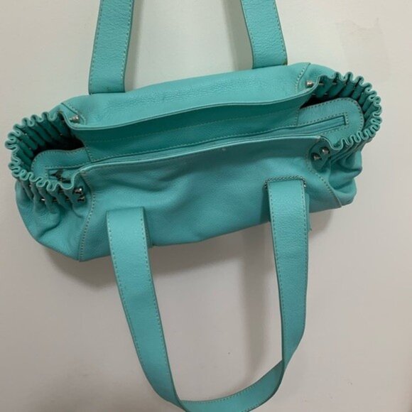 CNKW Genuine Leather Classy Teal Color Handbag - Picture 7 of 12